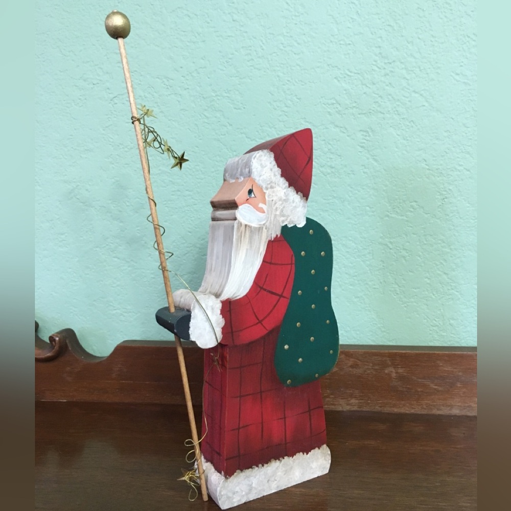 Hand crafted Folk Art Santa Wood Decor Hand Painted 12”